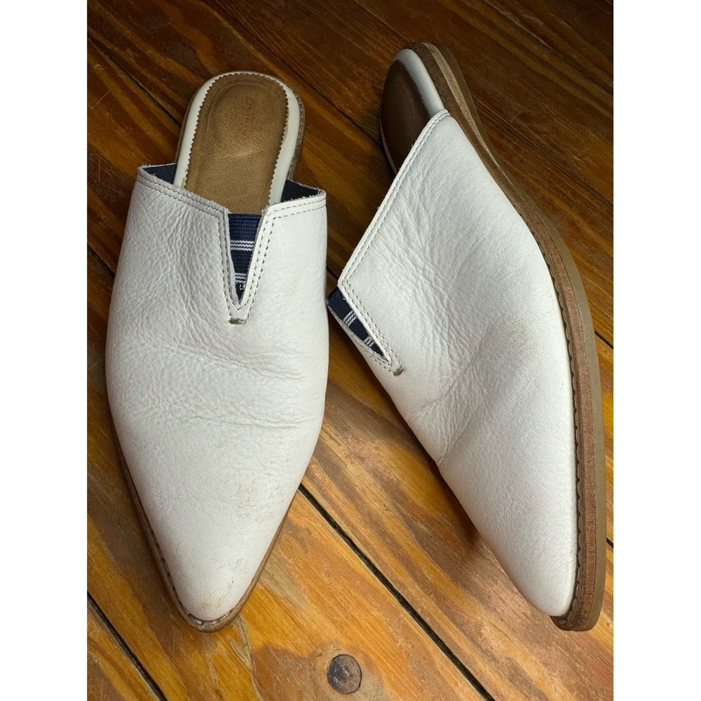 Sperry Top Sider White Leather Slip‎ On Mules Size 7